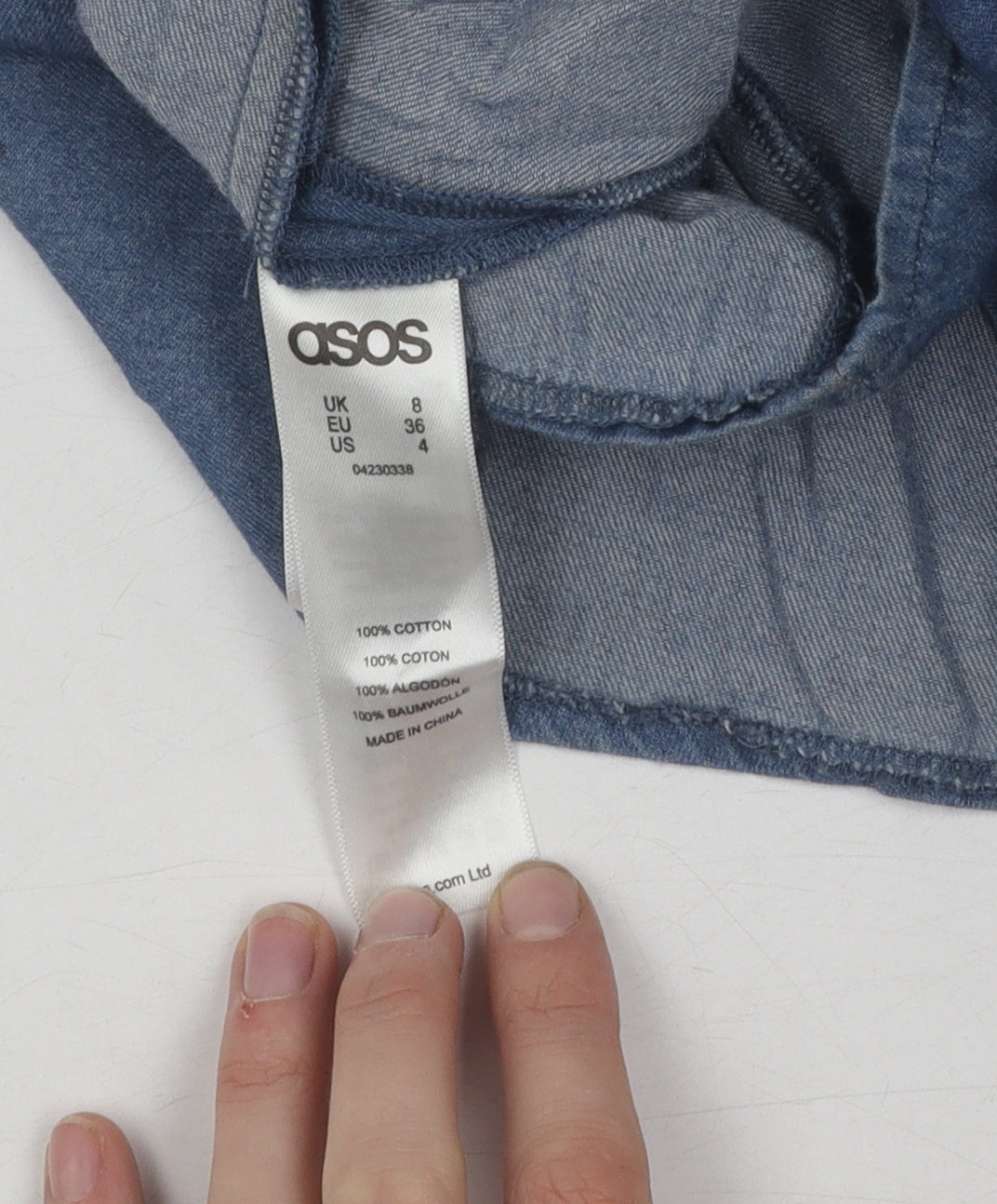 ASOS Denim Pinafore Dress UK 8 Blue Casual