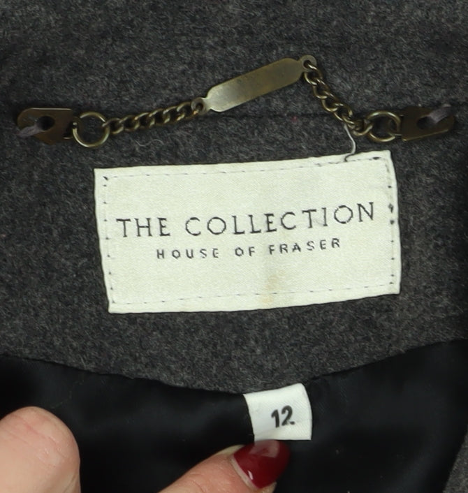 House of Fraser Women's Black Wool Pea Coat Size 12