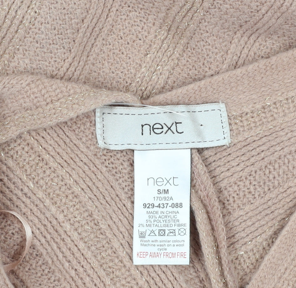 Next Women's Beige Poncho S/M Metallic Knit