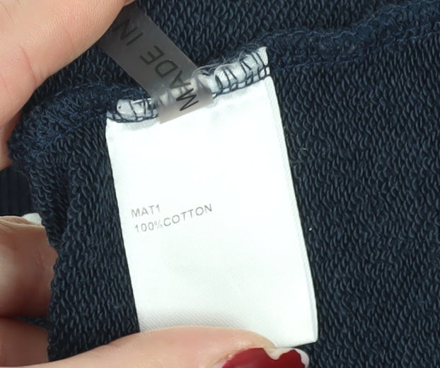 Brand and care label for Majolica girls’ blue l pullover sweatshirt, casual & comfortable