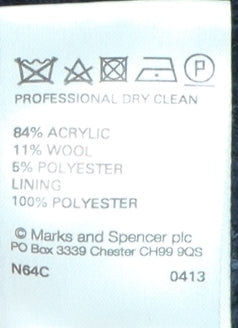 Marks and Spencer Women's Blue Overcoat Size 14