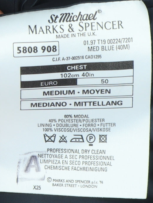 Marks & Spencer Blue Men's Blazer, 40R, Notch Lapel