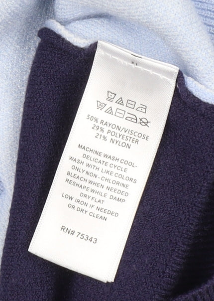 Cynthia Rowley Women's Blue High Neck Pullover Jumper L