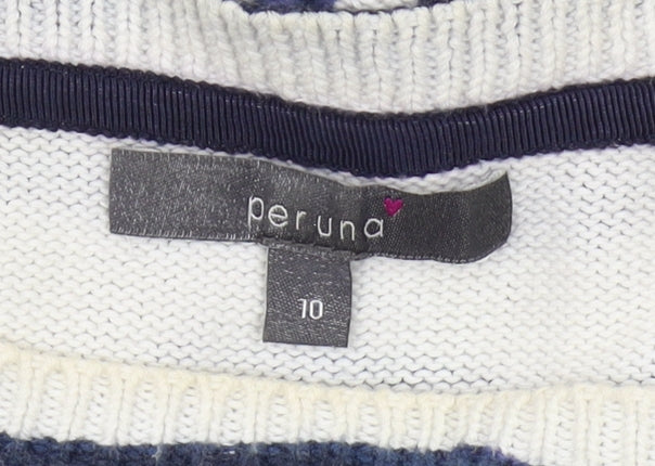 Per Una Women's Blue Striped Pullover Jumper Size 10