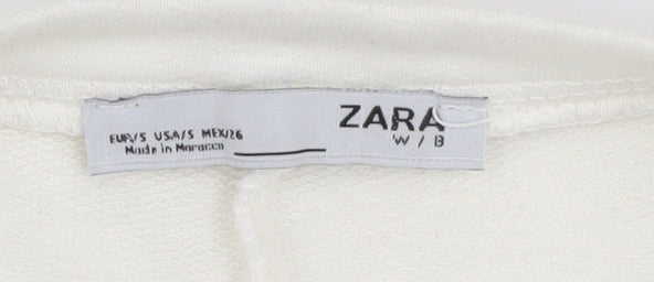 Zara Women's White Tunic with Fringe, Size 10