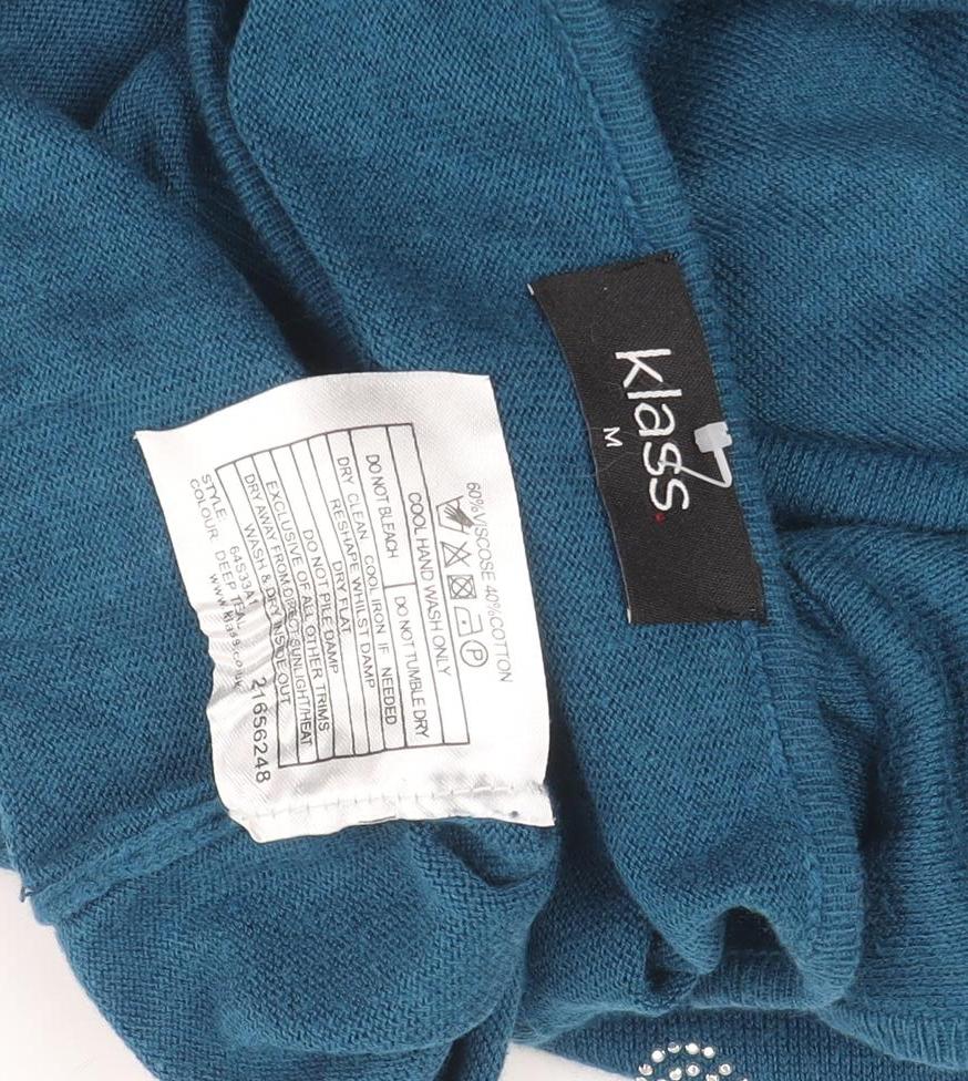 Klass Women's Blue Polka Dot Pullover Jumper M