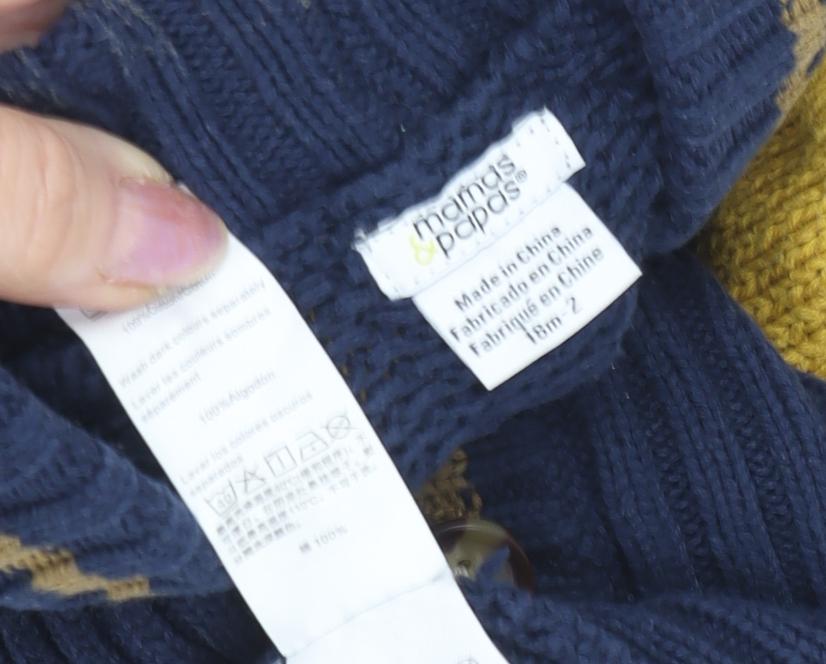 mamas & papas Boys Blue Collared Cardigan 1-2 Years