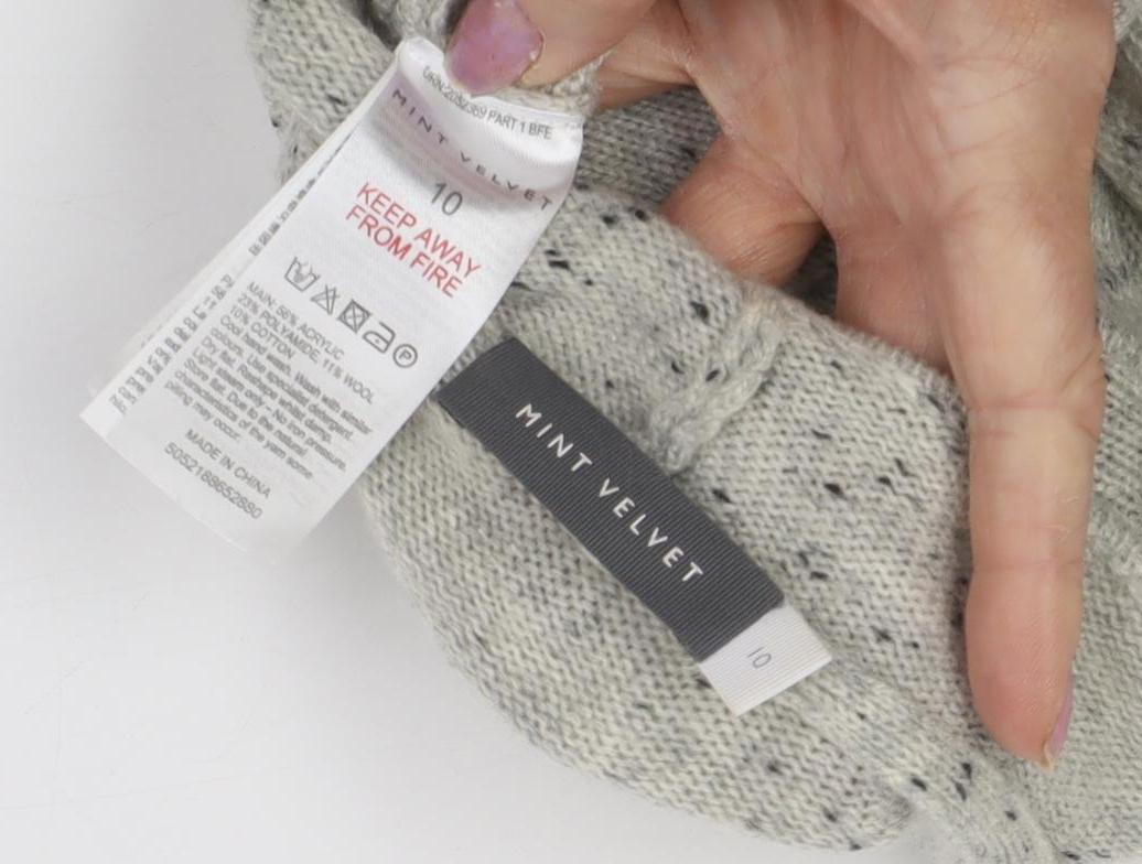 Mint Velvet Women's Grey Cardigan Size 10 with Zip Accents