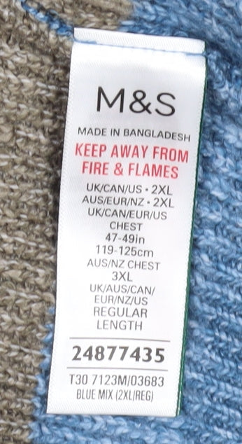 Marks & Spencer Men’s Blue 2XL Striped Pullover Jumper