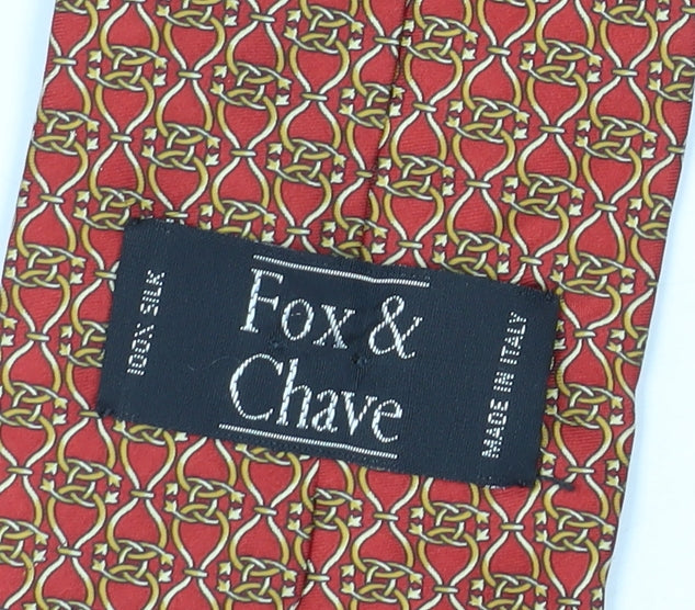 Fox & Chave Men's Red Geometric Silk Tie, Designer Style