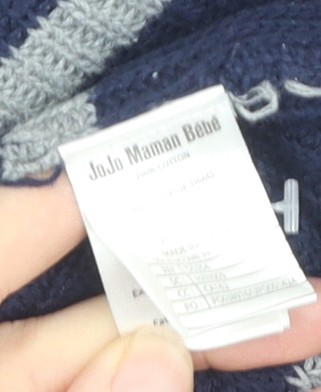 JoJo Maman Bébé Women's Blue Striped Knit Jumper