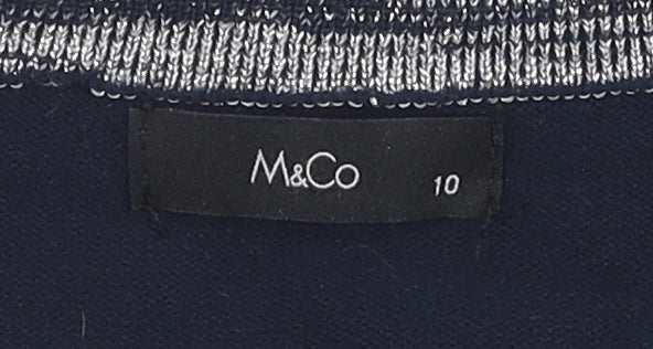 M&Co Women's Blue Cardigan Size 10 Round Neck