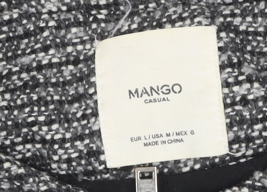 Mango Women's Black Tweed Bomber Jacket Size L