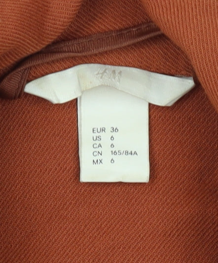 H&M Women's Brown Button-Up Long Sleeve Shirt Size 8