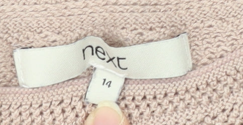 Next Women's Beige Mock Neck Open-Knit Jumper Size 14