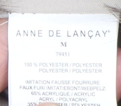 Close-up detail of Anne De Lancay Women's Beige Puffer Coat M Hooded