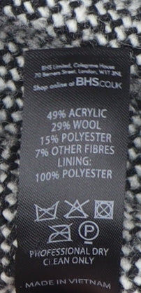 BHS Women's Black Check Jacket, Size 18, Mid-Length