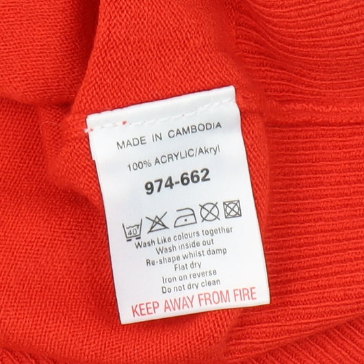 Next Women's Red Cardigan, Size 14, V-Neck, Button Accent