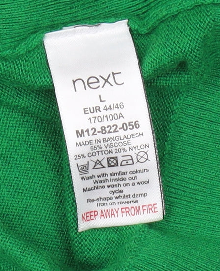 Next Women's Green V-Neck Pullover Jumper L
