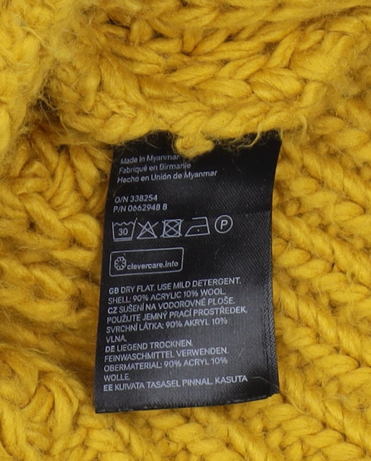 H&M Women's Yellow Roll Neck Chunky-Knit Jumper S