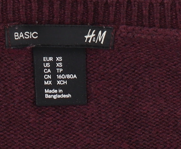 H&M Women's Purple XS Cable Knit Pullover Jumper
