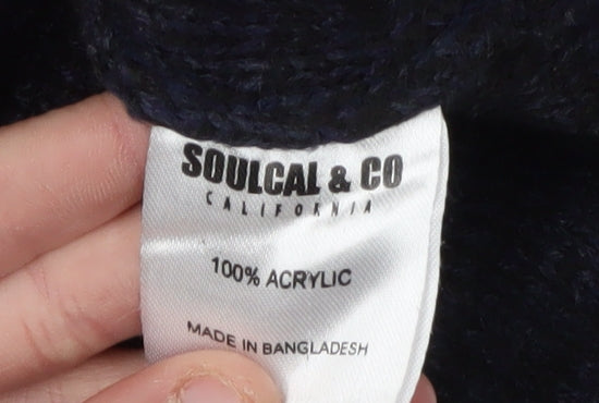 SoulCal Men's Black L Hooded Henley Jumper