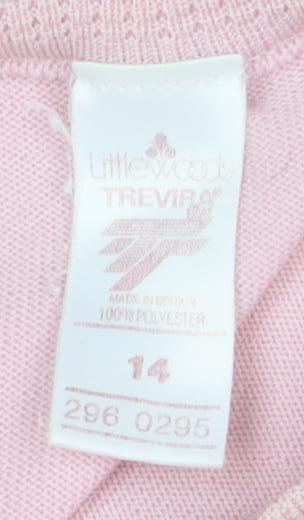 Littlewoods Women's Pink Cardigan, Size 14, Geometric Knit