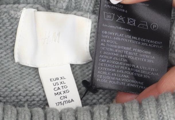 H&M Women’s Grey Pullover Jumper - Size 20 Roll Neck