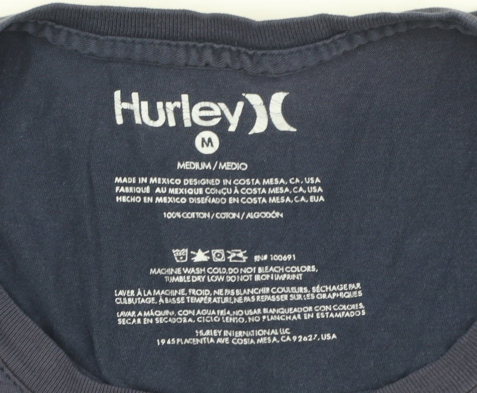 Hurley Men's Blue Crew Neck Logo T-Shirt M