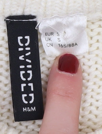H&M Women's White Chunky-Knit Jumper, Size S