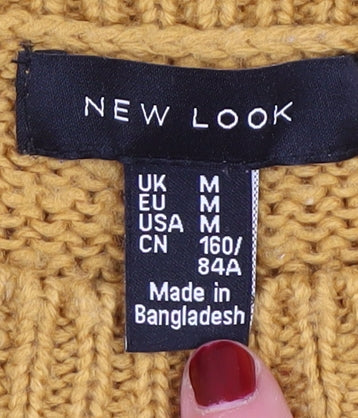 New Look Women's Yellow Chunky Knit Pullover Jumper, Size M