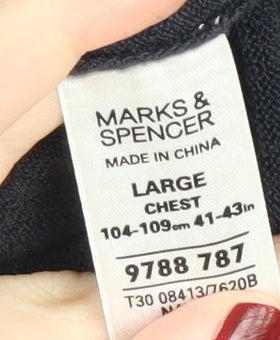 Marks & Spencer Men's Black V-Neck Jumper L