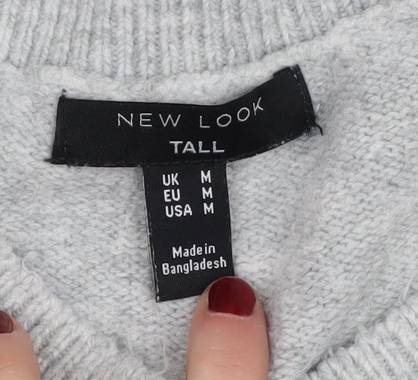 New Look Women's Grey V-Neck Pullover Jumper Size M