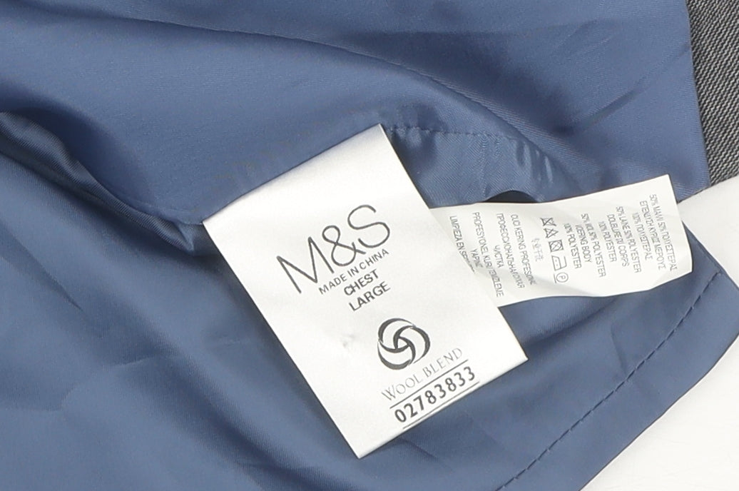 Marks & Spencer Men's Grey Waistcoat L Wool Blend Elegant