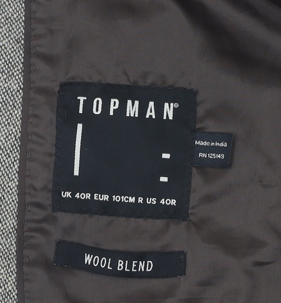 Topman Men's Grey Wool Blend Blazer Size 40R