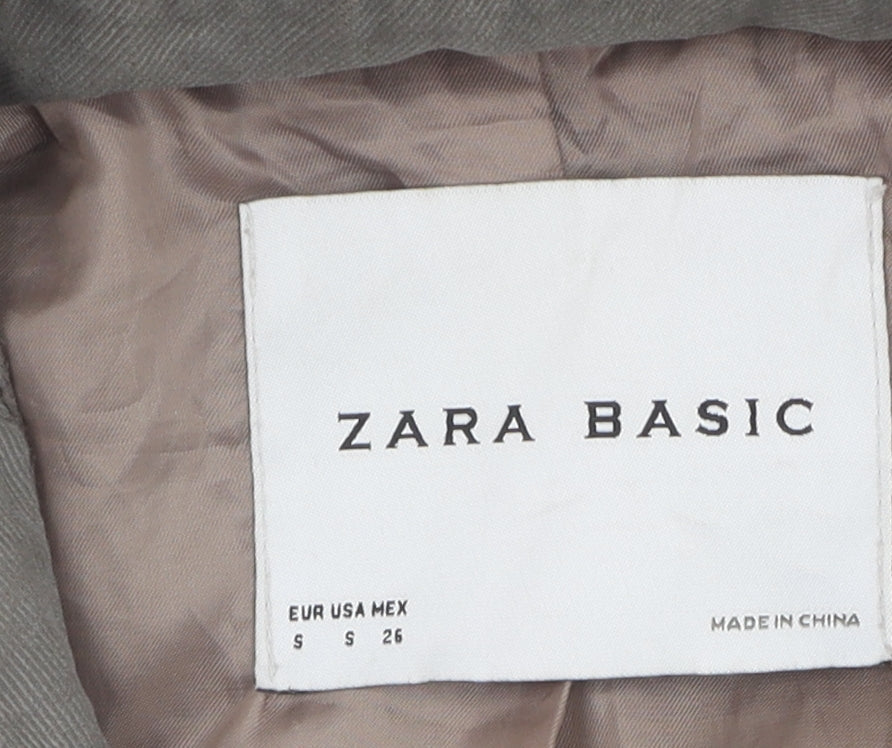 Zara Women's Grey Trench Coat S Classic Belted
