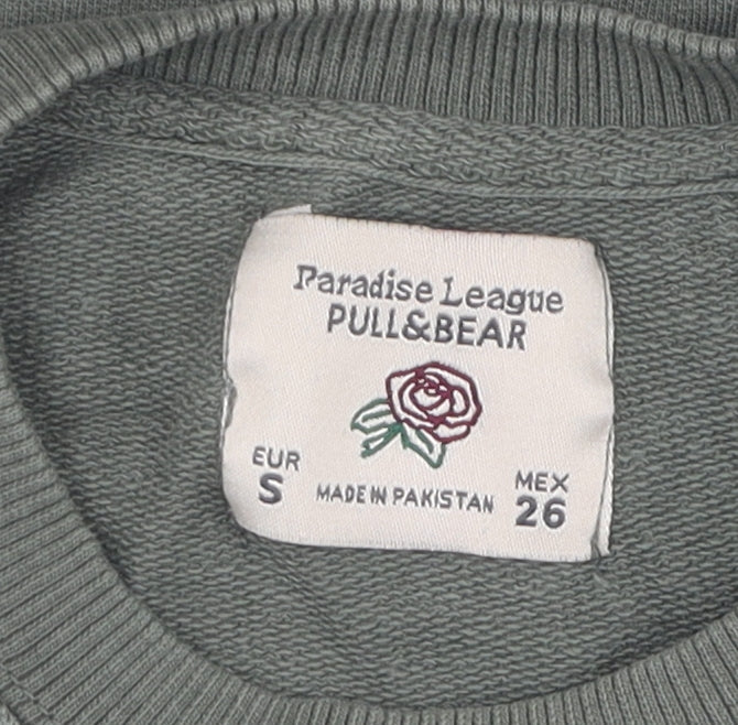 Pull&Bear Women's Green Striped Pullover Jumper, Size 10