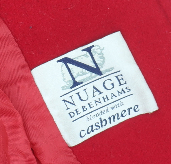 Debenhams Women's Red Wool Cashmere Pea Coat, Size 12