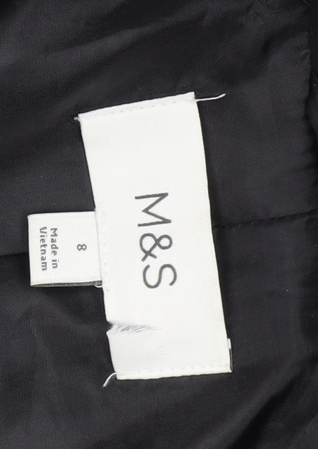 Marks & Spencer Women's Black Overcoat Size 8 - Classic Style