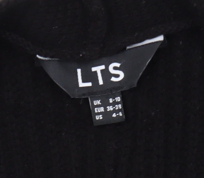 LTS Women's Black Cardigan, Size 8, Striped Balloon Sleeve