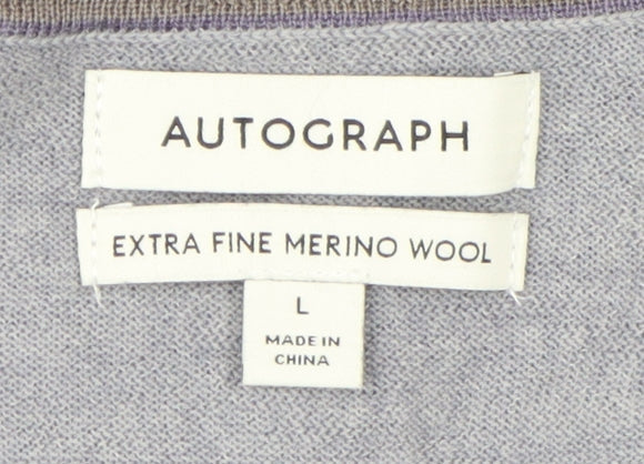 Marks & Spencer Men's Grey Wool V-Neck Pullover L