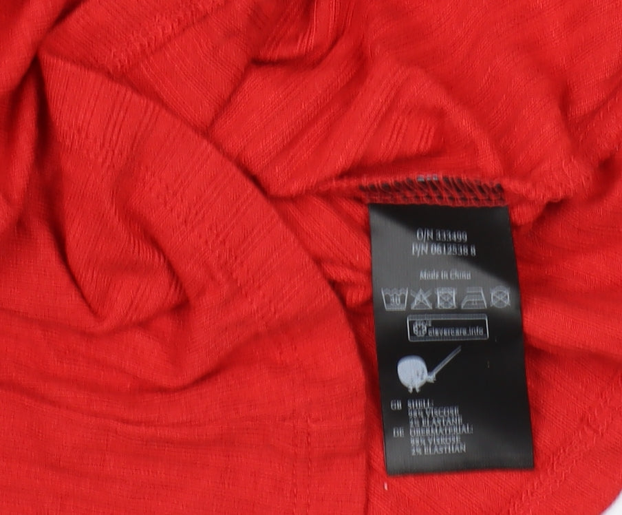 Monki Women's Red Long Sleeve Basic T-Shirt XS