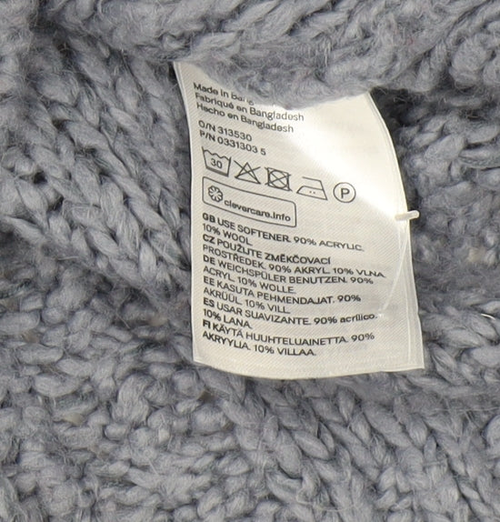 H&M Women's Grey Roll Neck Cable-Knit Jumper