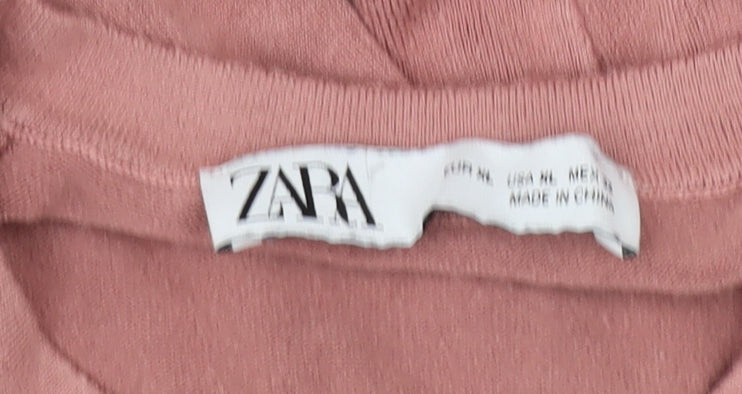 Zara Women Pink Pullover Jumper, Size M, Casual Knit