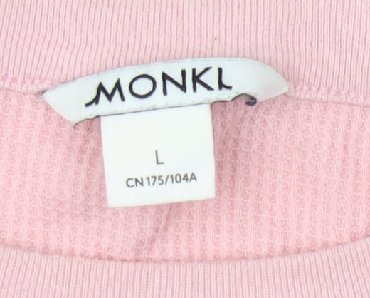 Monki Women's Pink Long Sleeve Jersey Top Size L