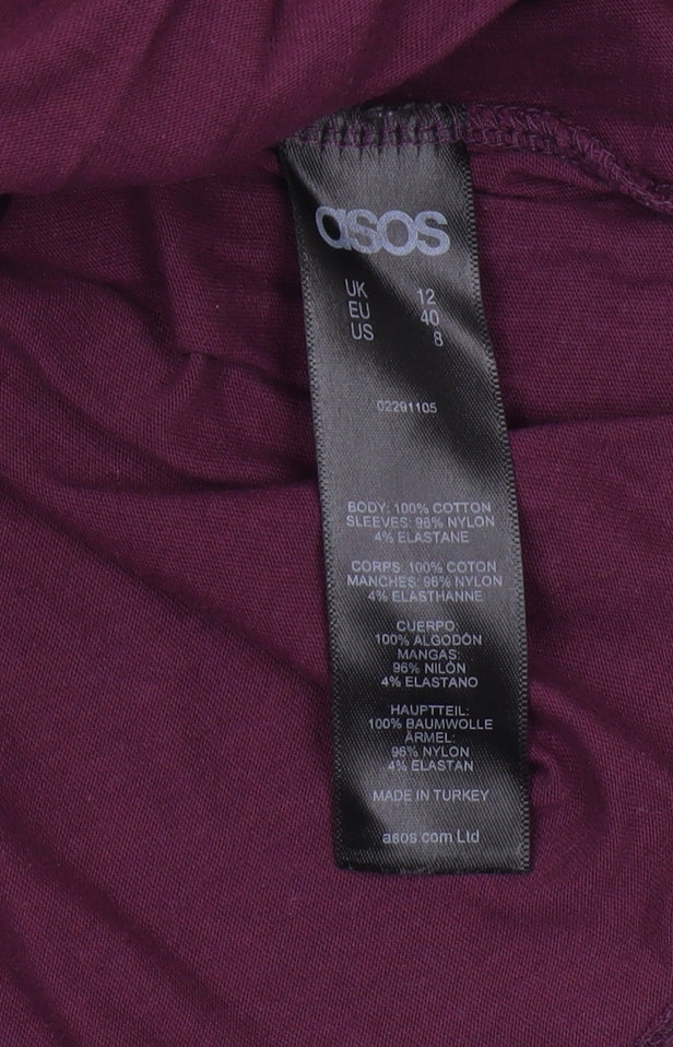 ASOS Women's Purple 3/4 Sleeve Top, Size 12 Maternity