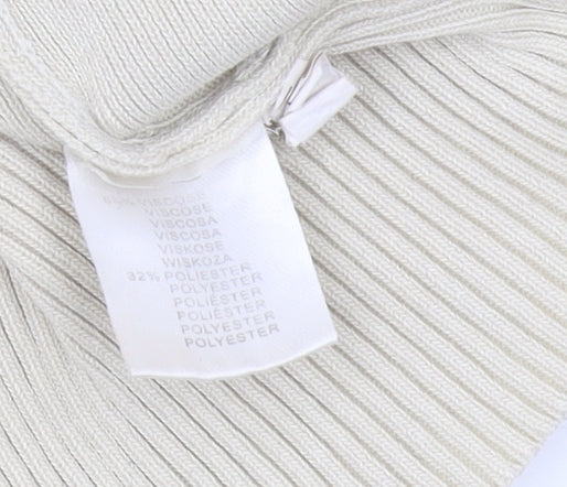 by clara Women's Beige Mock Neck Pullover Jumper S