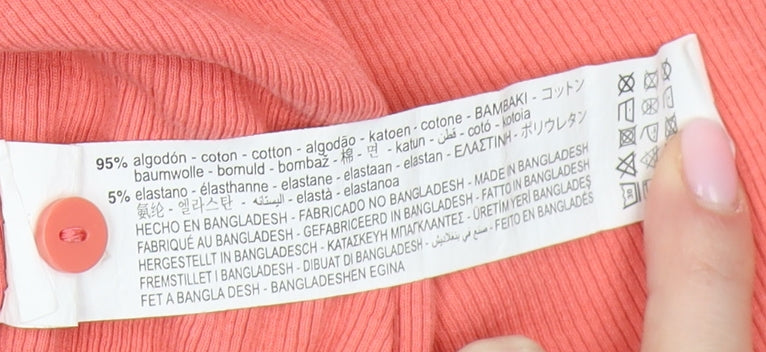 Zara Women's Pink Cropped Button-Up Shirt, Size S