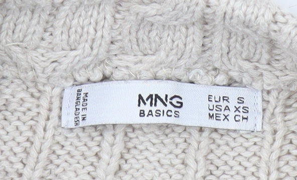 MNG Basics Women's Beige Cable Knit Jumper Size 10