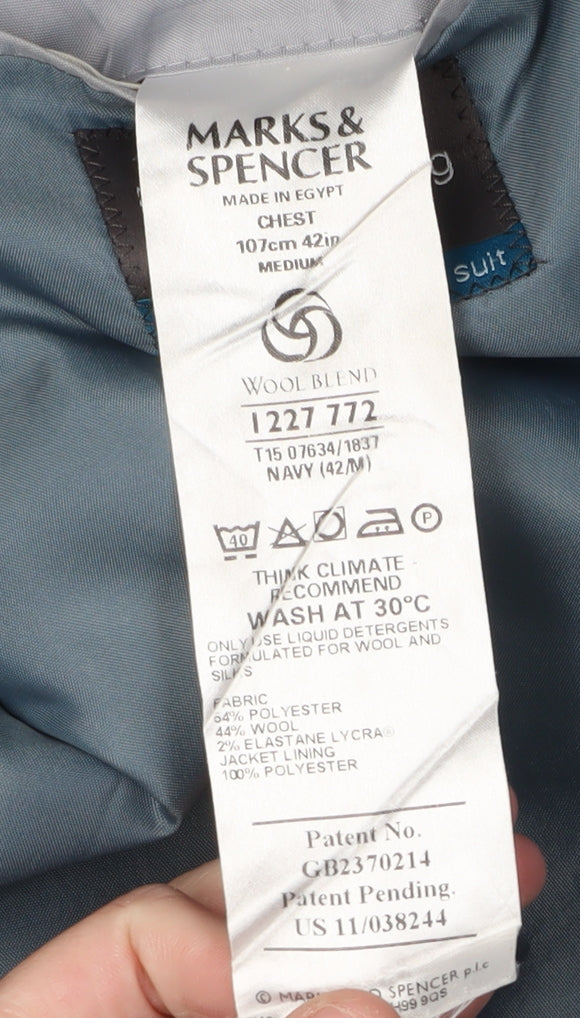Marks & Spencer Men's Navy Suit Jacket Regular Fit 42R